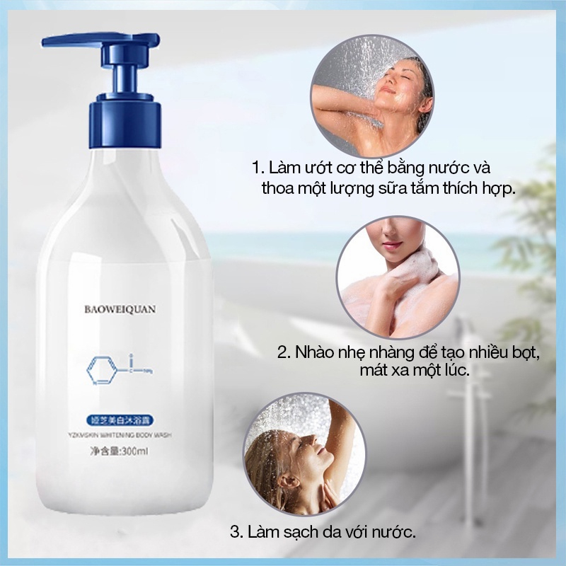 Sữa tắm nước hoa sữa tắm trắng da 300ml làn da dưỡng ẩm Làm sáng màu da hương thơm lâu dài