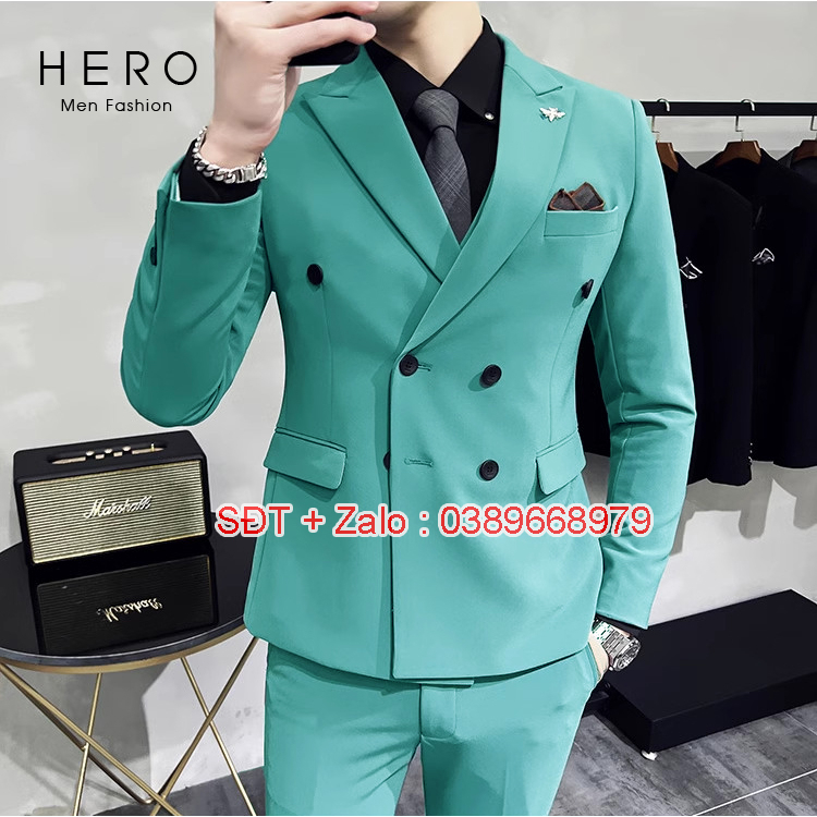 Vest Nam 6 Cúc, Bộ Vest Nam Xanh Ruby 6 Cúc, Suit Nam 6 Cúc, Bộ Suit Nam Hàn Quốc 6 Cúc