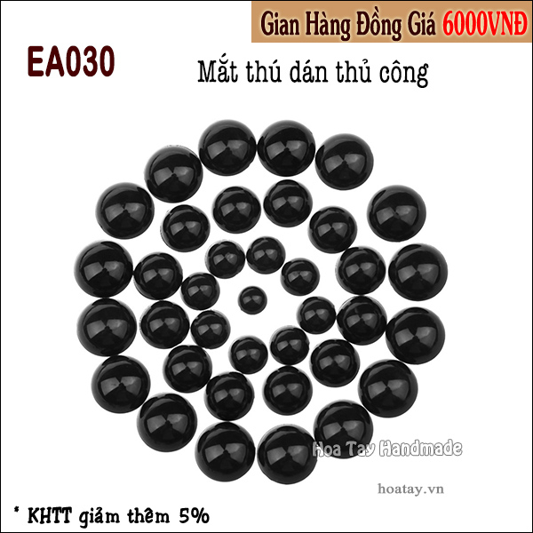 Mắt thú dán màu đen nhiều kích cỡ từ 3mm đến 10mm EA030