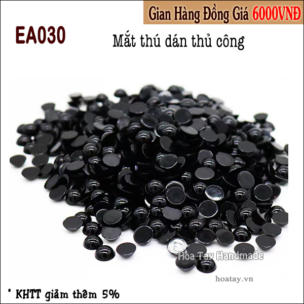Mắt thú dán màu đen nhiều kích cỡ từ 3mm đến 10mm EA030