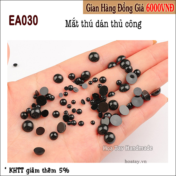Mắt thú dán màu đen nhiều kích cỡ từ 3mm đến 10mm EA030
