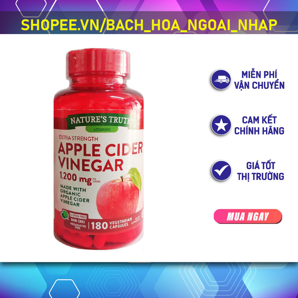 Viên giấm táo giảm cân Apple Cider Vinegar 1200mg 180 viên của Mỹ [DATE 06/2025]