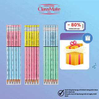 Vỉ 6 chiếc bút chì gỗ cao cấp có tẩy classmate ngòi 2b, nét bút mịn chì mềm, dùng cho bé tập viết cl-pc506