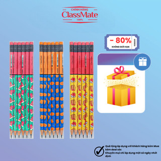 Vỉ 6 chiếc bút chì gỗ cao cấp có tẩy classmate ngòi 2b, nét bút mịn chì mềm, dùng cho bé tập viết cl-pc315