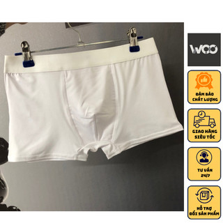 Quần sịp đùi cạp cao boxer nam woo vải lụa mềm kháng khuẩn , quần lót đùi nam cao cấp