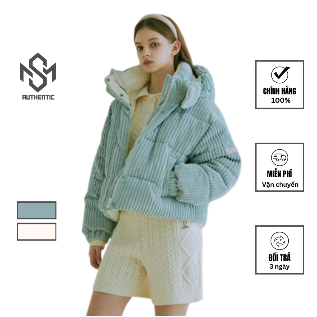 【Authentic】Áo khoác nhung tăm Whoau chính hãng dáng ngắn nón tháo rời mặc được 2 kiểu tiện dụng | WHJPC4V61F