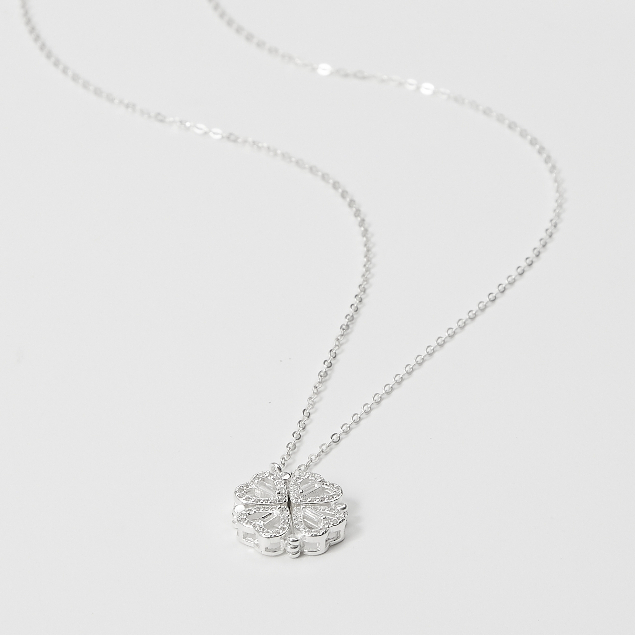 Dây chuyền bạc CDE Heart Four-Leaf Clover Silver Necklace CDE6086