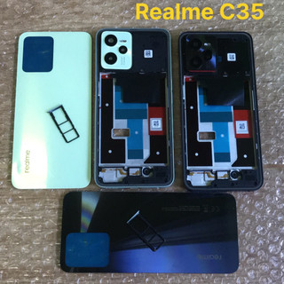Bộ vỏ + sườn realme c35 zin hàng cao cấp.kèm nút bấn.kính camera