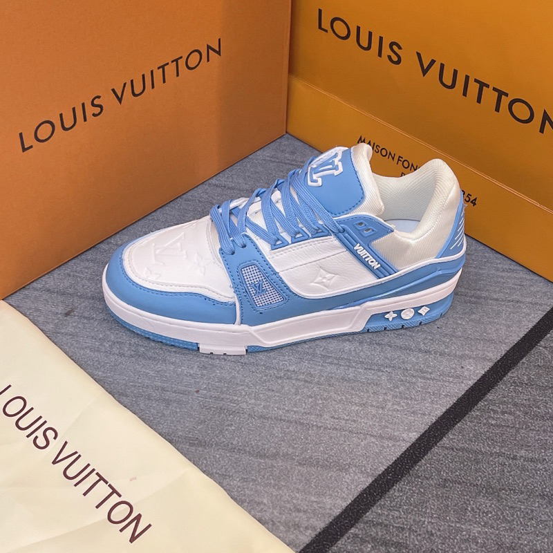 GIÀY LV TRAINER SNEAKER WHITE BLUE LAI AU