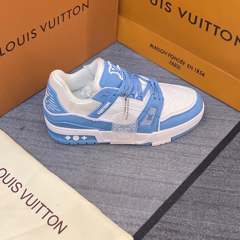GIÀY LV TRAINER SNEAKER WHITE BLUE LAI AU