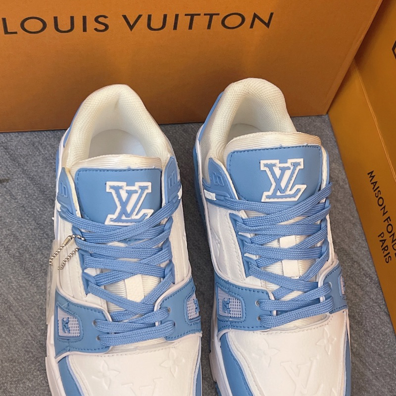 GIÀY LV TRAINER SNEAKER WHITE BLUE LAI AU
