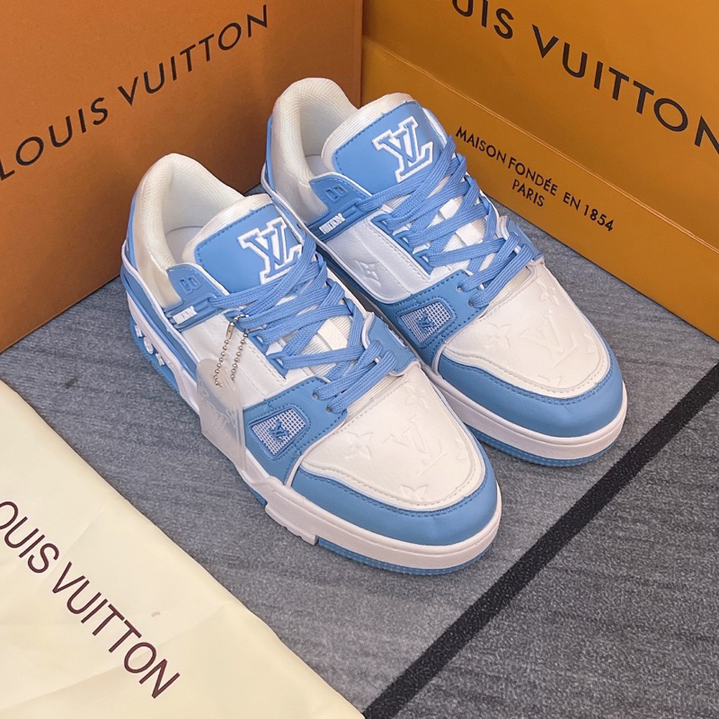 GIÀY LV TRAINER SNEAKER WHITE BLUE LAI AU