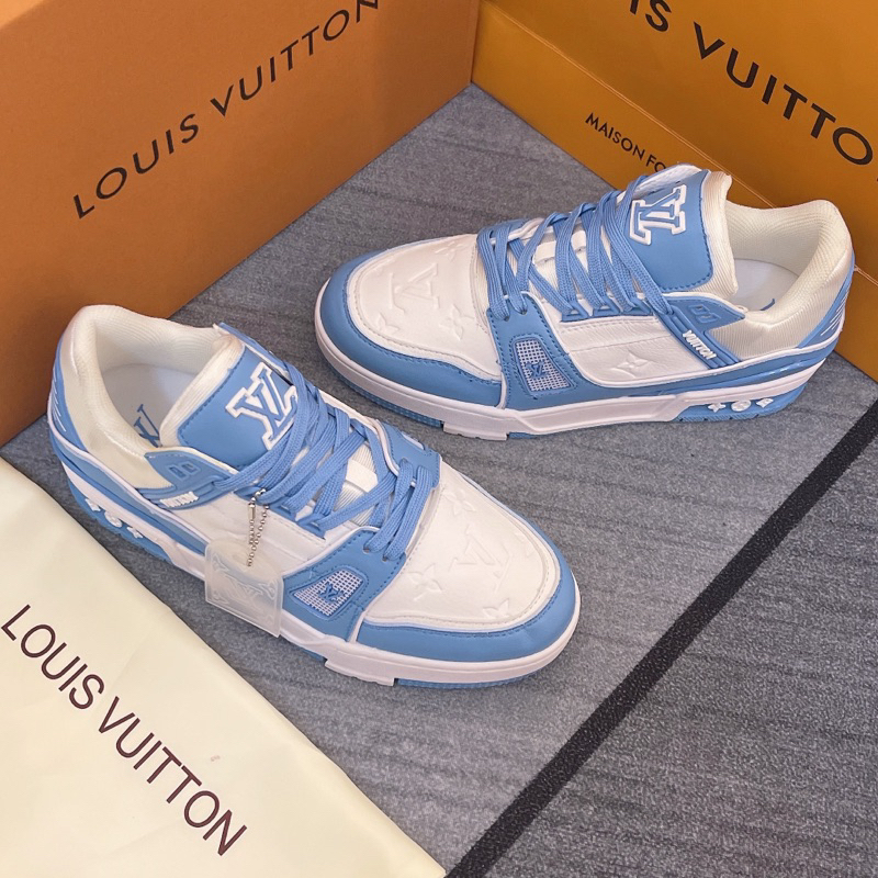 GIÀY LV TRAINER SNEAKER WHITE BLUE LAI AU