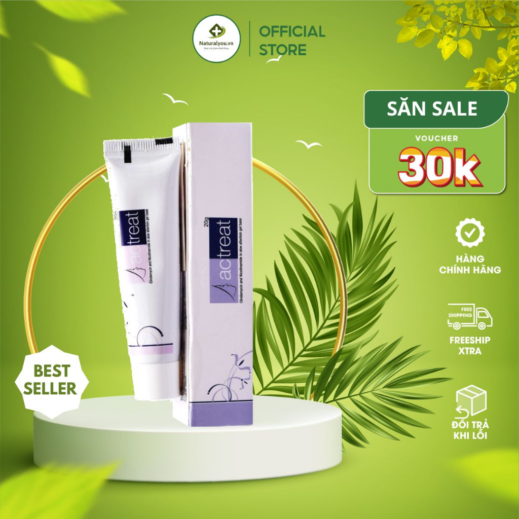 Kem Chấm Mụn Actreat Gel 5% Niacinamide Và Clin.damyci Giảm Mụ Hết Sạch Mụn Hạn Chế Thâm 20g | Naturalyou.vn
