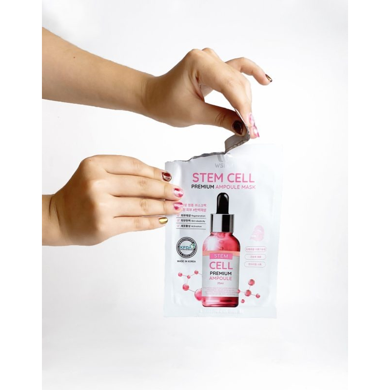 10 Miếng mặt nạ tế bào gốc dưỡng trắng da Wskin Stem Cells Ampoule Mask 25g