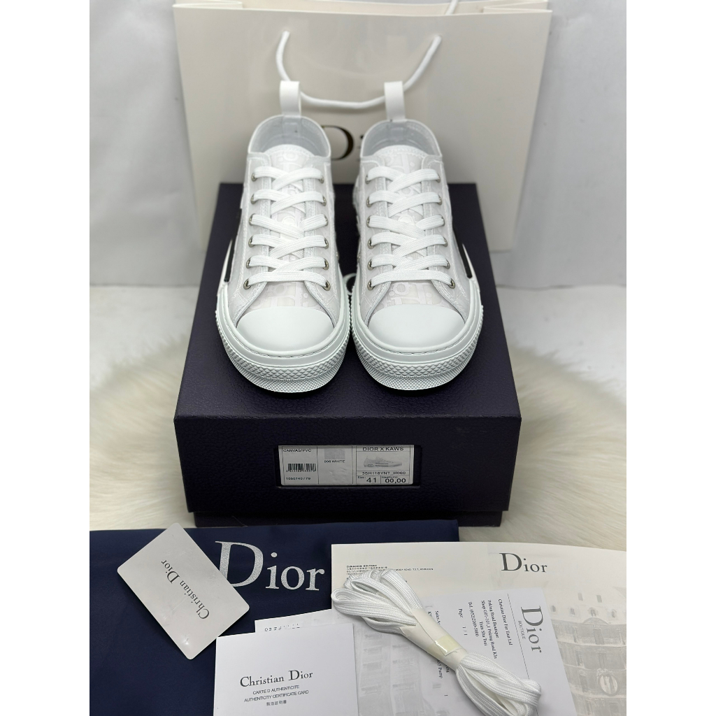 Giày Thể Thao Sneaker B23 Low 'Diorro Obliquetrt'. Giày Thể Thao Dì ô Họa Tiết Monogramn Trắng