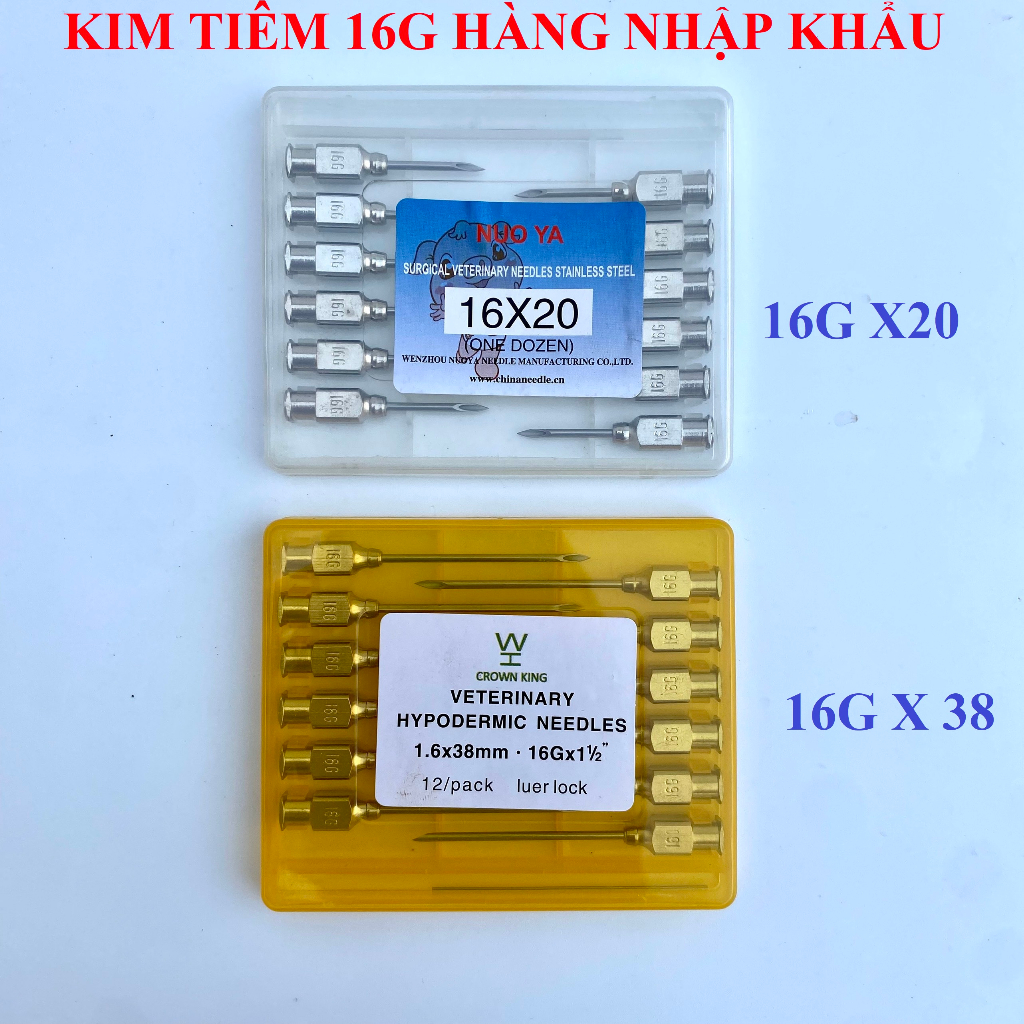 Kim Tiêm 16G,Kim Tiêm Heo Nái, Kim Tiêm Gia Súc Lớn 16GX38, 16Gx20