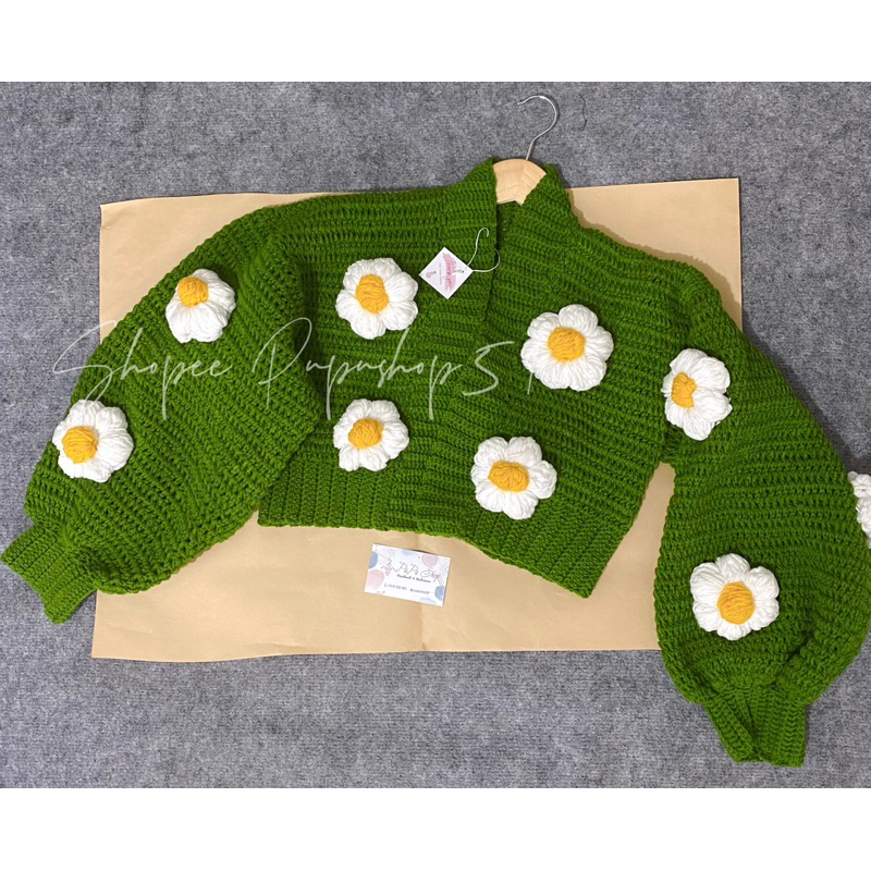 Áo khoác cardigan len móc-Áo hoa len móc