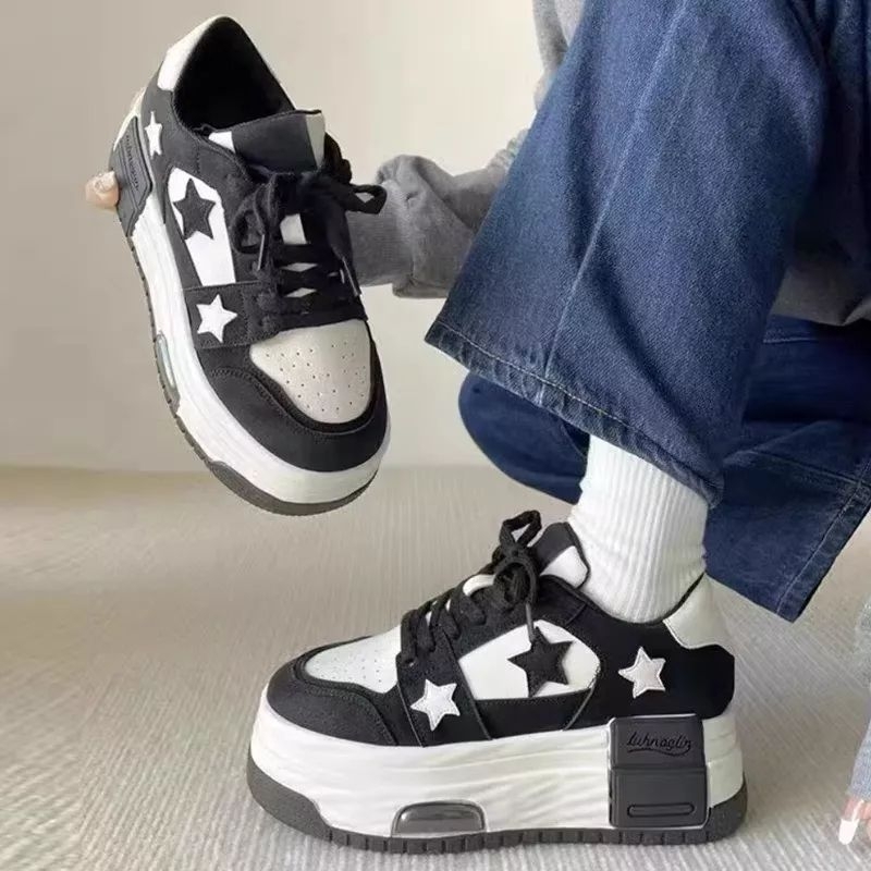 Giày Thể Thao Nữ 3 Ngôi Sao 3 màu Đen, Trắng, xanh Độn Đế siêu đẹp QCCC Loại 1 !