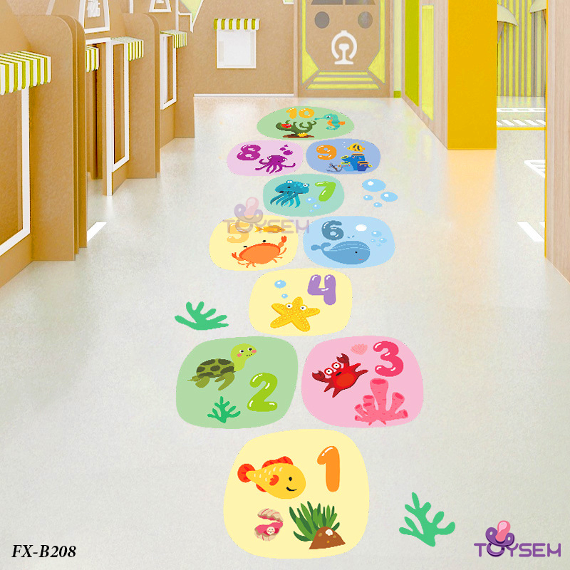 Decal dán sàn nhà nhảy lò cò theo ô từ 1 đến 10 Toysem cho bé chơi vừa học toán FX-B209 - Quà tặng sinh nhật cho bé