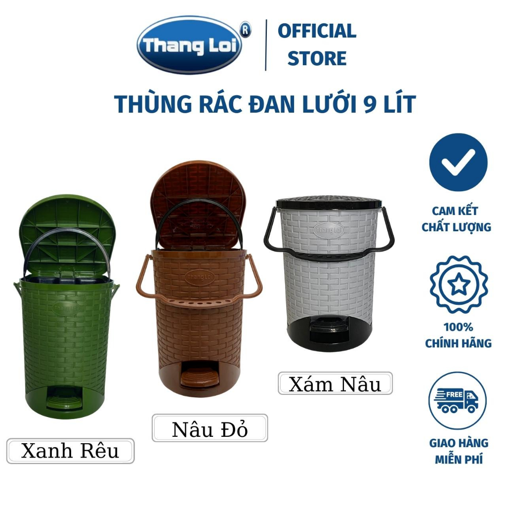 Thùng Rác 9L Nhựa Thắng Lợi 29x25x33cm