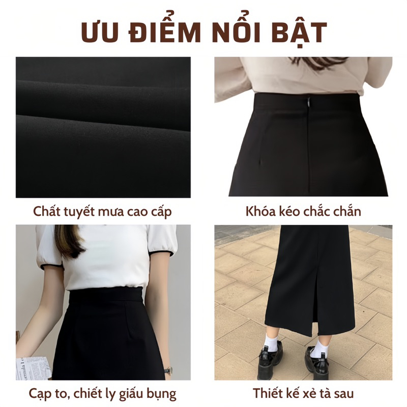 Chân váy bút chì NhunFashion Chân váy Midi dài dáng suông xẻ tà sau đơn giản cá tính phong cách sang trọng N118 | BigBuy360 - bigbuy360.vn