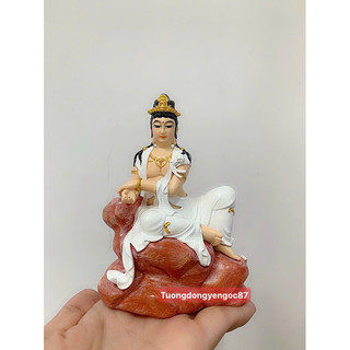 Tượng Quan Âm Tự Tại 12,5 cm ( 2 màu trắng hoặc xanh )