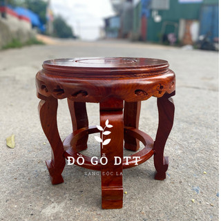 Đôn tròn hoa,đôn tròn chân cong kê đồ trang trí nhà cửa gỗ hương