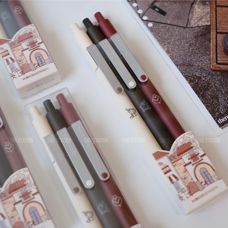 Bộ 3 Bút Gel Bấm Mực Đen KACO MIDOT COFFEEHOLIC Phiên Bản Đặc Biệt - Hàng Chính Hãng