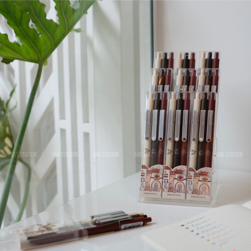 Bộ 3 Bút Gel Bấm Mực Đen KACO MIDOT COFFEEHOLIC Phiên Bản Đặc Biệt - Hàng Chính Hãng