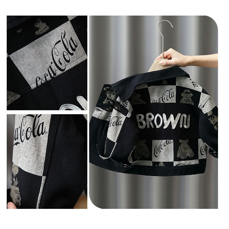 Áo kháo Denim in hoạ tiết phong cách Hàn Quốc thời trang trẻ em 2023