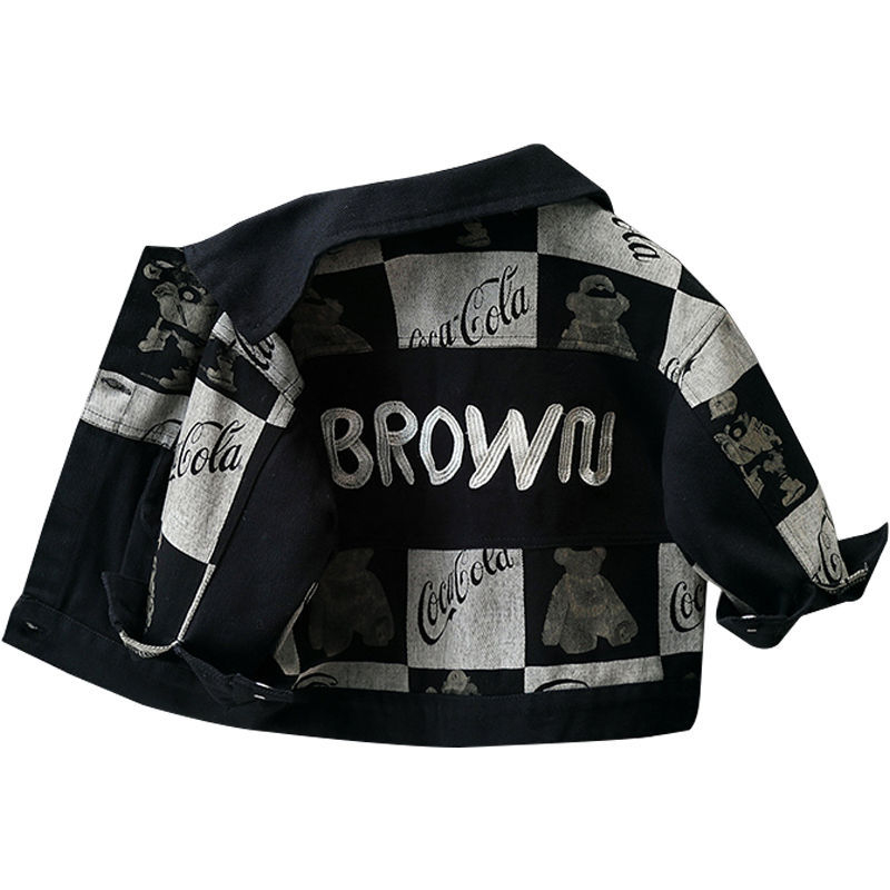 Áo kháo Denim in hoạ tiết phong cách Hàn Quốc thời trang trẻ em 2023