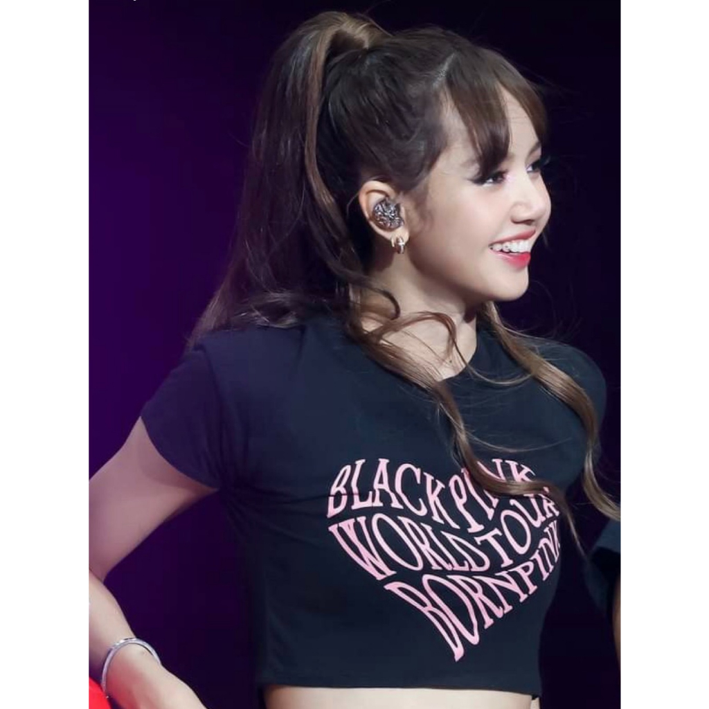 Áo Baby Tee Croptop Vải co giãn 4 chiều in hình trái tim hồng đen - A04 - BlackPink