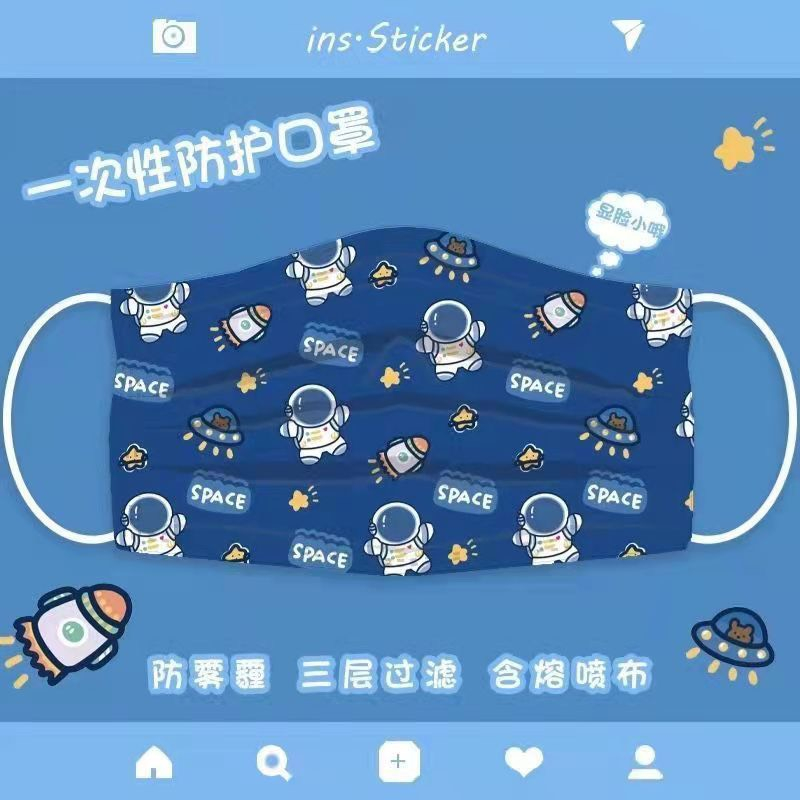 Khẩu trang YTế Phi Hành Gia Trắng + Xanh x Taki