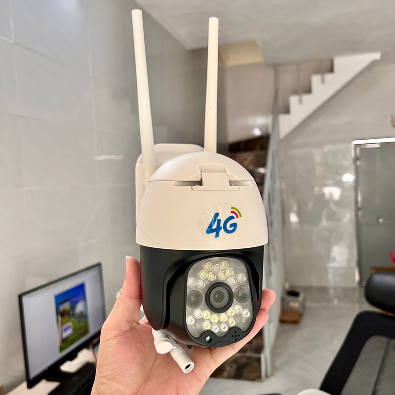 Camera 4g dùng sim 4.0Mp 360 độ ngoài trời không dây 3 mắt kết nối điện thoại giám sát Olumia CG18