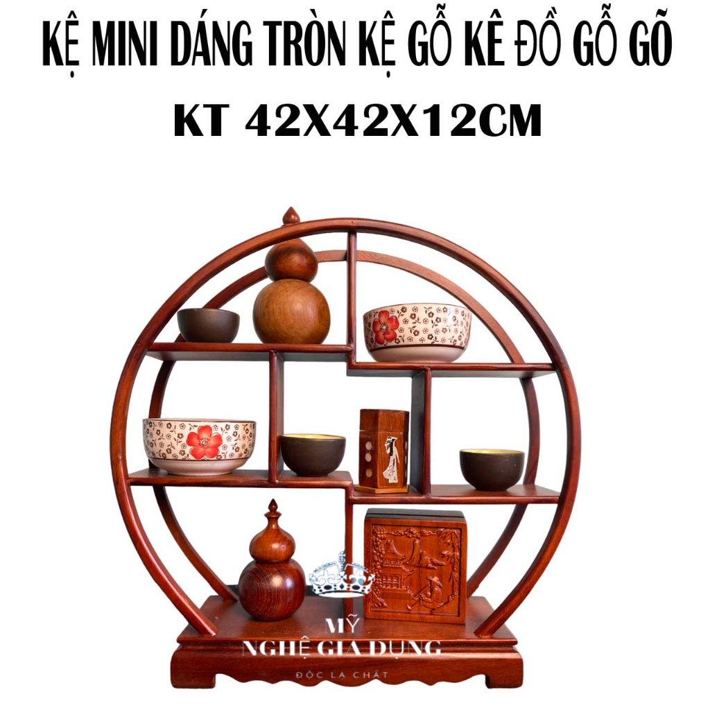 Kệ gỗ mini kệ đồ gia dụng kệ mini hình tròn để đồ trang trí nhà cửa  gỗ gõ