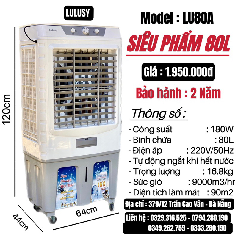 Quạt điều hoà 80L mã LU80 bảo hành 2 năm