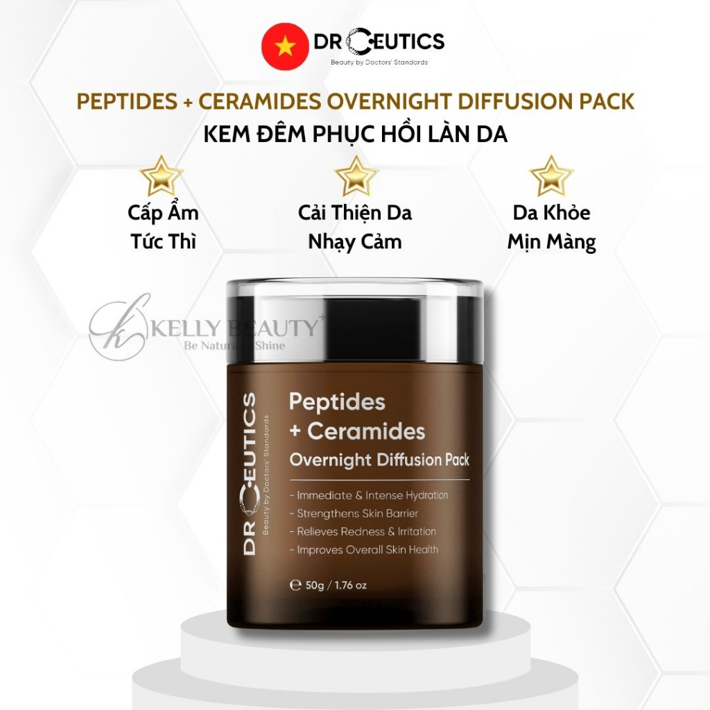 Kem Đêm Phục Hồi Da DrCeutics Deptides + Ceramides Overnight Diffusion Pack - Dưỡng Ẩm, Tăng Đề Kháng Da - Kelly Beauty