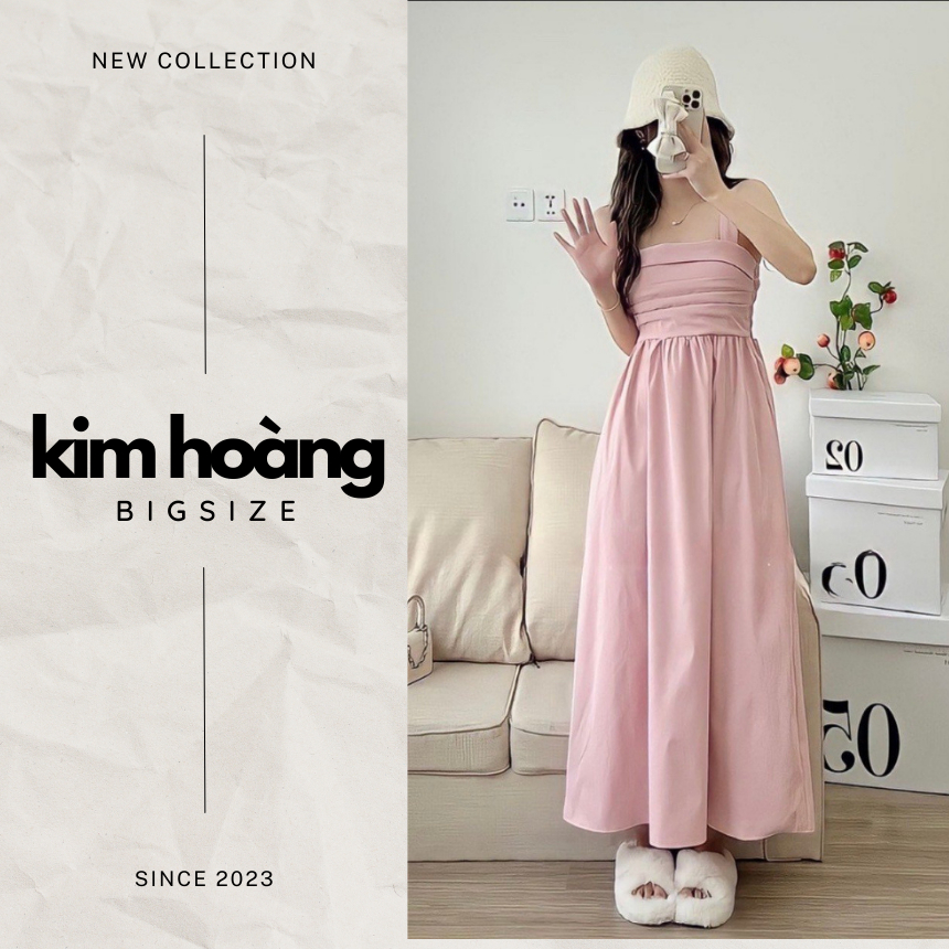 Đầm Hai Dây Dáng Dài Ngực Xếp Ly Bigsize