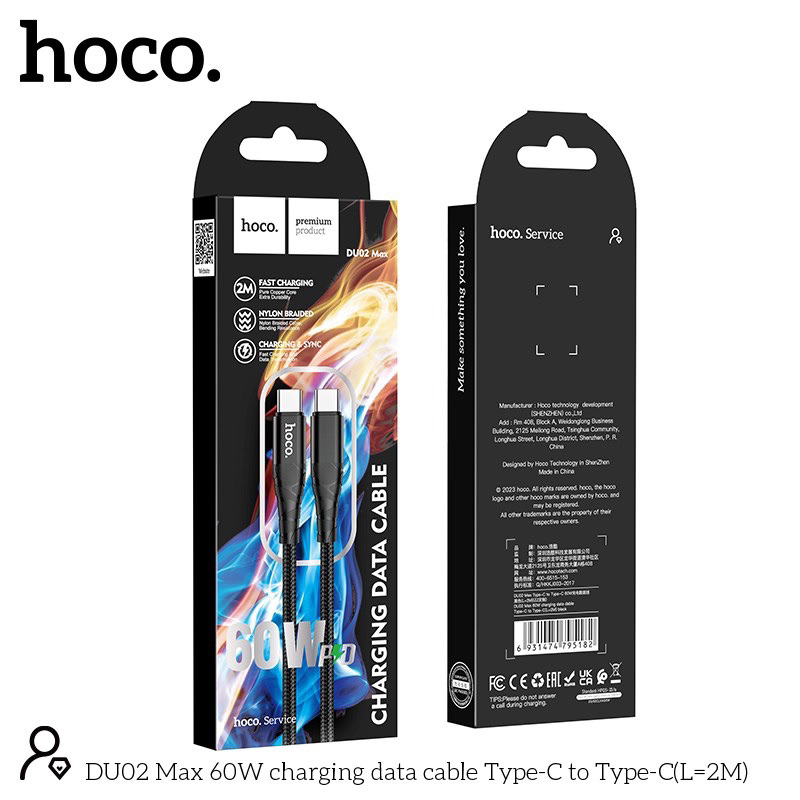 Cáp Sạc Nhanh Type-C To Type-C Hoco DU02 1M/2M