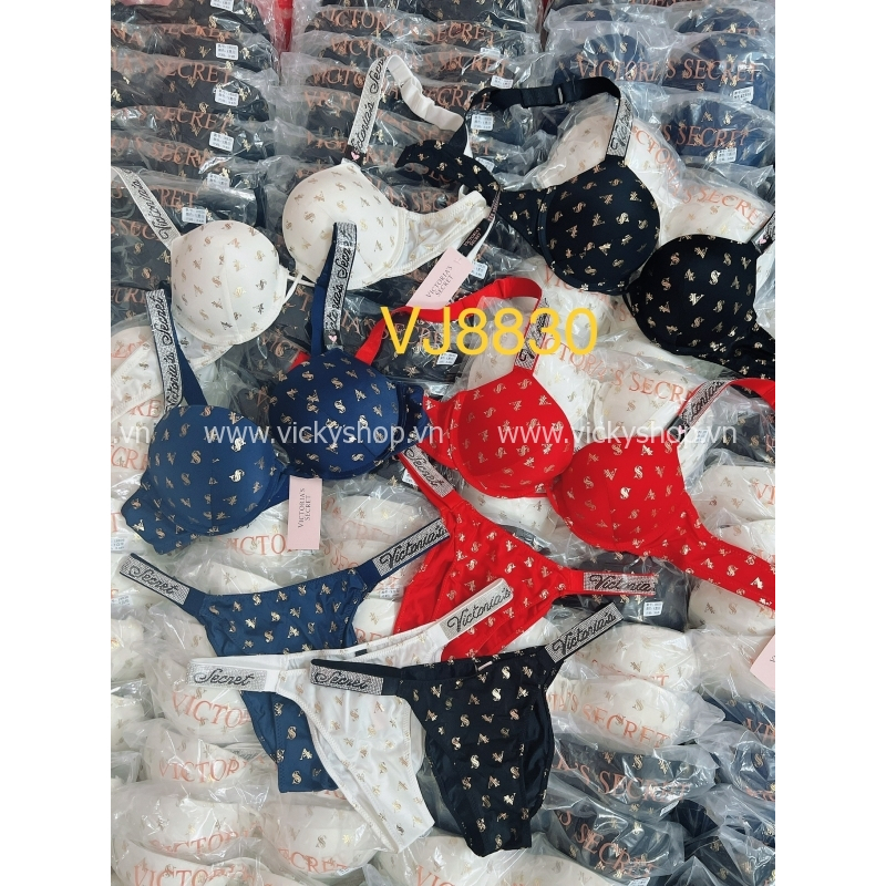 Bộ lót ren vic xuất cao cấp ,cúp chéo mút vừa ôm ngực đẹp , dây đính đá xịn sò , VJ8830