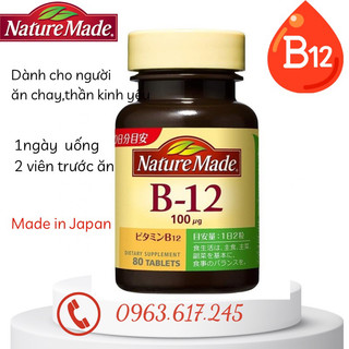 [vegan, 80 viên, date 5/2025] Viên uống B12 cho người ăn chay, ăn kiêng Nature Made cao cấp Nhật Bản