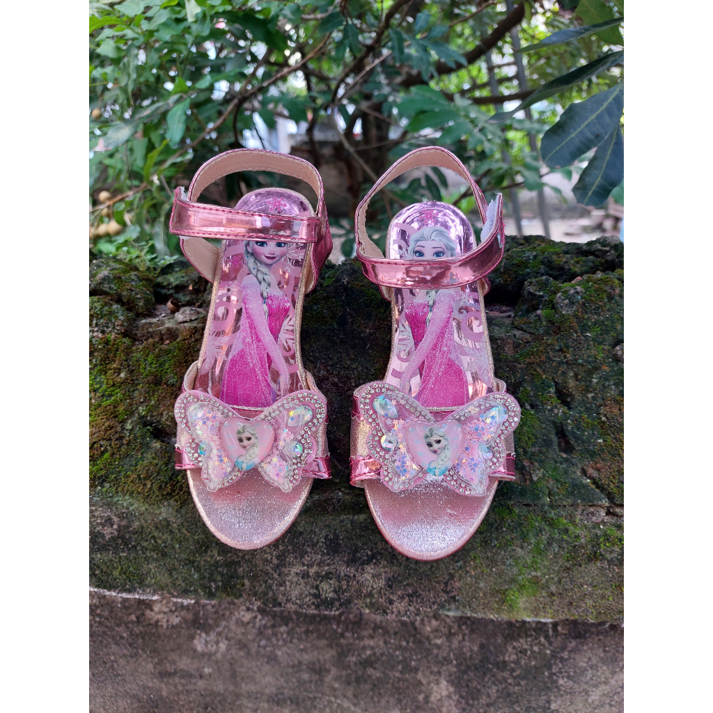 Dép sandal cho bé cao gót, dép quai nơ công chúa Elsa cho bé gái DS1D