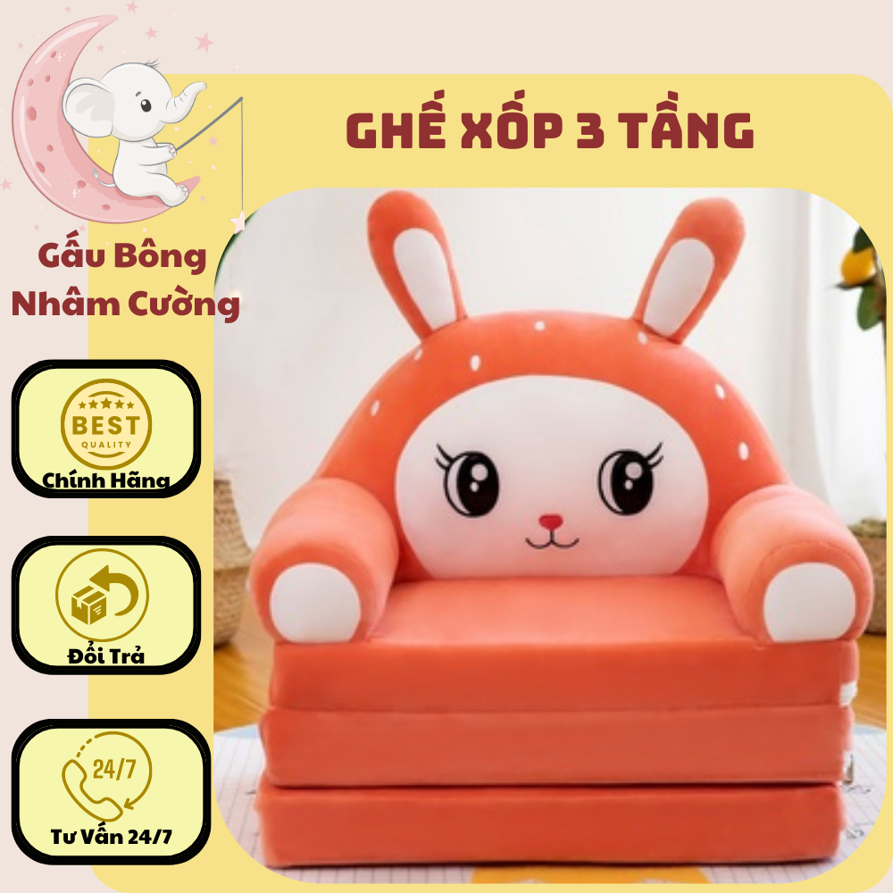 Ghế Lười Sofa , Đệm Ghế Cho Bé Siêu Mềm Mại Hàng Loại 1 ( Gấp 3 Tầng)
