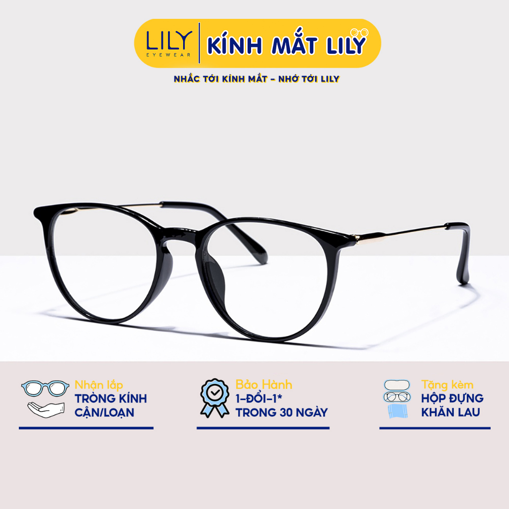 Gọng kính thời trang Hàn Quốc LILYEYEWEAR mắt tròn giả cận thanh mảnh màu sắc thời trang 1967