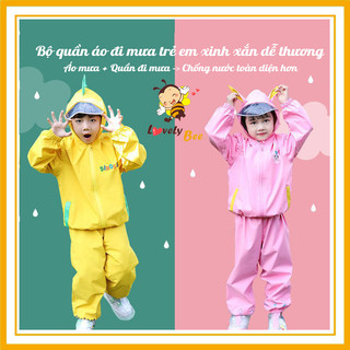 Bộ QUẦN+ÁO ĐI MƯA CAO CẤP Trẻ Em Giúp Chống Nước Toàn Diện-Phong cách Hàn Quốc, Chất Liệu Thân Thiện An Toàn Cho Bé Yêu