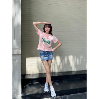 Áo thun Baby Tee nữ Youth Flower ngắn tay cổ tròn dáng vừa form rộng 250gsm Local Brand | Youth Power