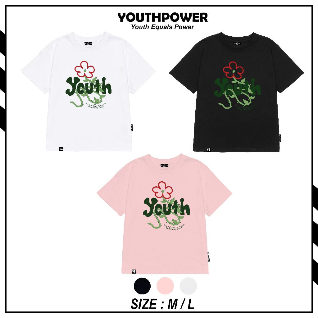 Áo thun Baby Tee nữ Youth Flower ngắn tay cổ tròn dáng vừa form rộng 250gsm Local Brand | Youth Power