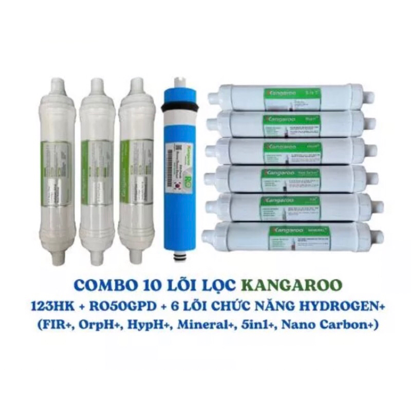 [Combo] Bộ 10 Lõi Lọc Nước Đúc KANGAROO - Hàng chính hãng - Dùng thay cho máy Kangaroo Hydrogen: KG100HK , KG10A4