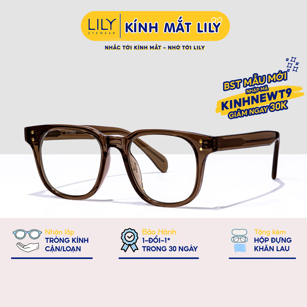 Gọng kính cận nam nữ mắt vuông LILYEYEWEAR chất liệu nhựa thanh nhẹ chắc chắn kiểu dáng thời Hàn Quốc A2155
